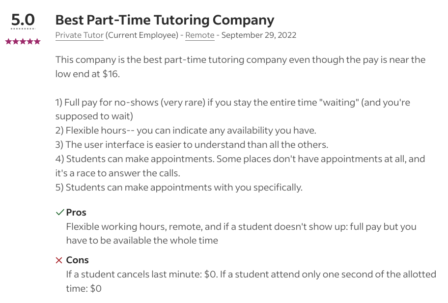 Upswing tutoring review from Indeed